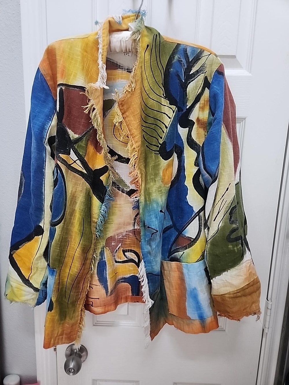 Artistic Multicolor Open-Front Women's Jacket